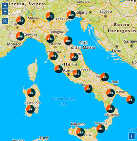 RV Motorhome  parking map in Italy