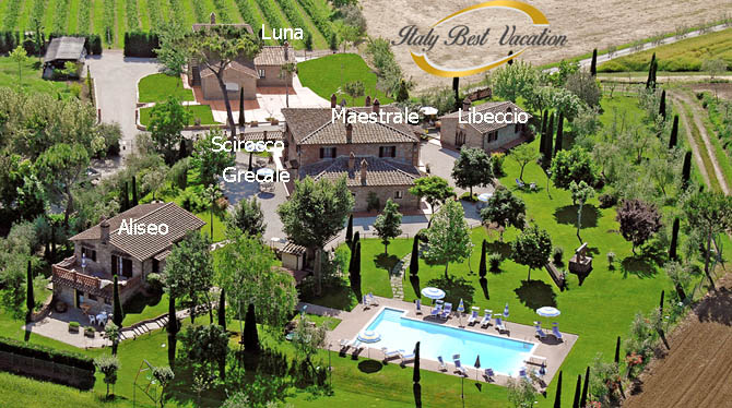Italy–Vacation Rose Di Barbara estate & Apartments location  